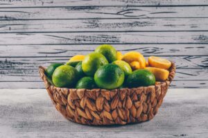 eco-friendly fruit basket filled with oranges