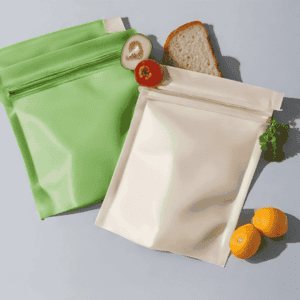 simple green and brown color reusable snack bag