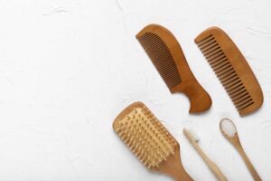 wooden brush comb and toothbrush